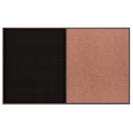 United Visual Products Triple Door Radius Corkboard, 72"x36", Hea, UV7015RC-BLACK-DBURGU UV7015RC-BLACK-DBURGU